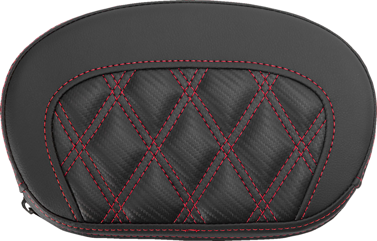 Saddlemen Mini Contour Red Lattice Stitch Carbon Fiber Sissy Bar Pad for Harley