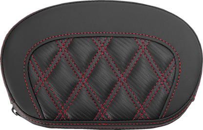 Saddlemen Mini Contour Red Lattice Stitch Carbon Fiber Sissy Bar Pad for Harley