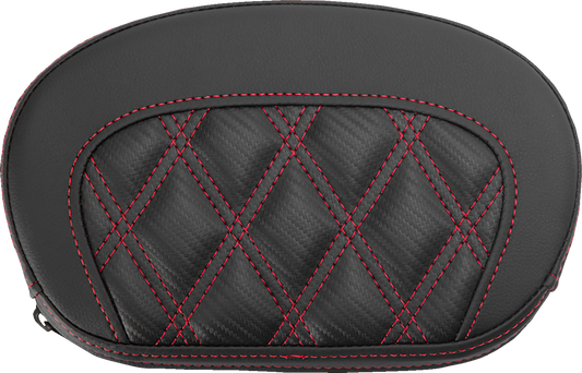 Saddlemen Mini Contour Red Lattice Stitch Carbon Fiber Sissy Bar Pad for Harley
