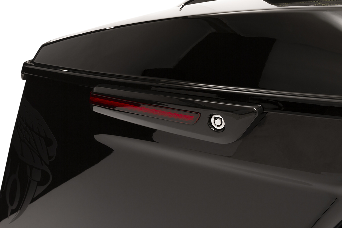 Ciro Black Red LED Saddlebag Hinge Latch Covers 2014-2024 Harley Touring Models