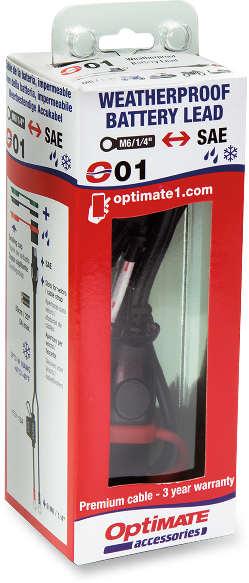 Tecmate Optimate Black 20" Battery Terminal Adapter Eyelet SAE Pigtail Plug