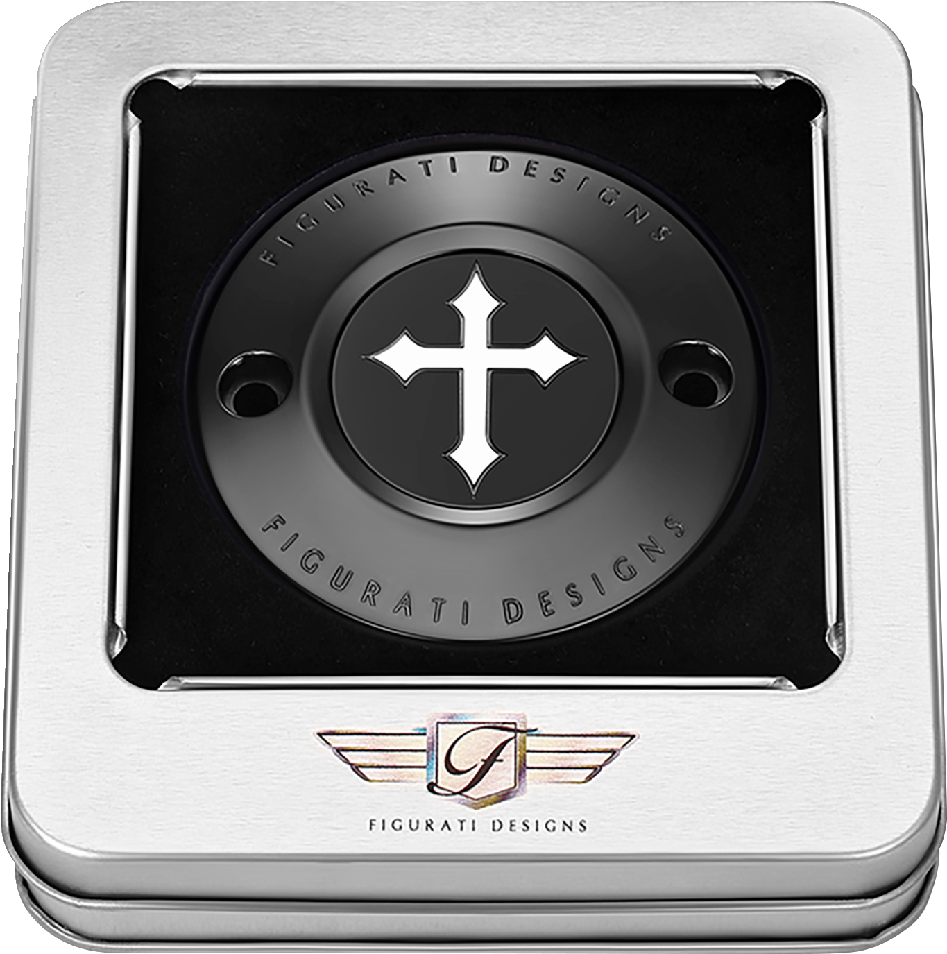 Figurati Designs Cross Black Timing Cover for 2017-2023 Harley Davidson M8