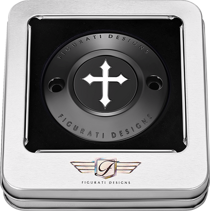 Figurati Designs Cross Black Timing Cover for 2017-2023 Harley Davidson M8
