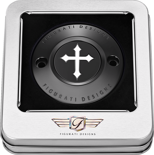 Figurati Designs Cross Black Timing Cover for 2017-2023 Harley Davidson M8