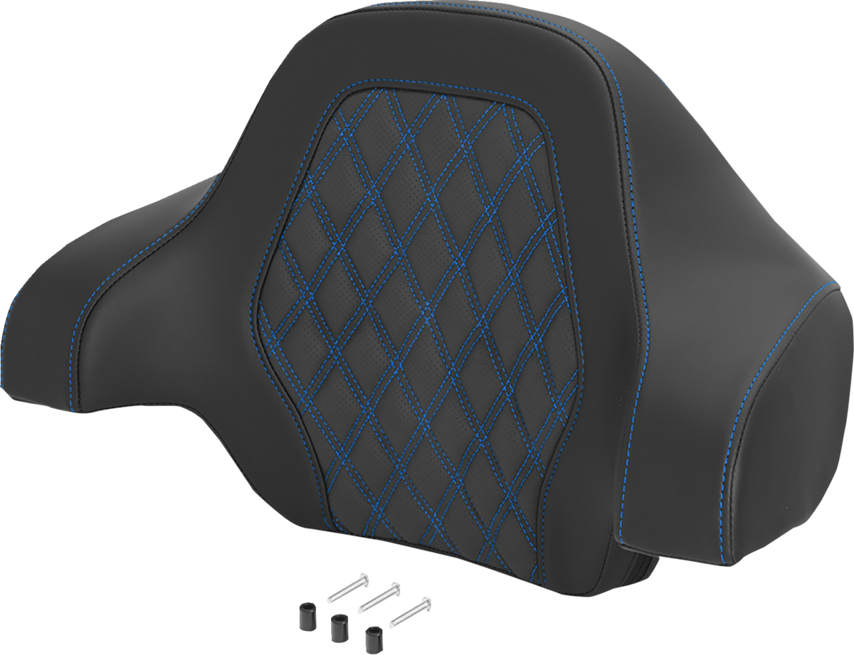 Saddlemen Blue Lattice Stitch Deluxe Sissy Bar Tour Pack Backrest Pad for Harley