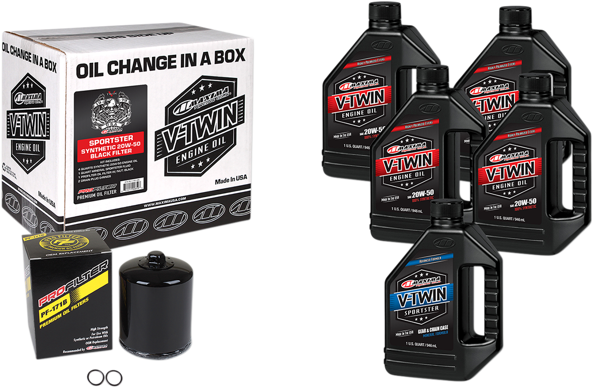 Maxima Quick Oil Change Kit & Black Filter for 1986-2022 Harley Touring Softail XL