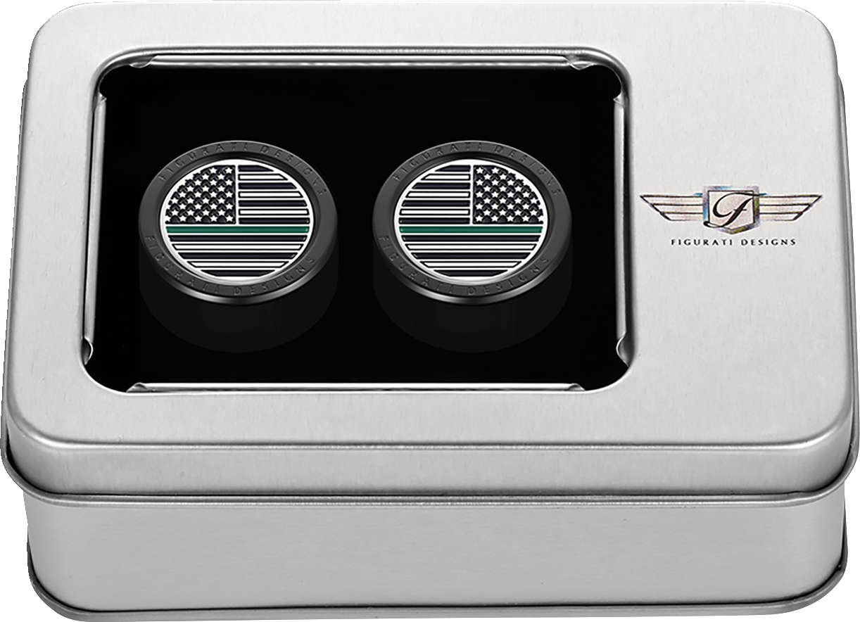 Figurati Green Line USA Flag Short Magnetic Docking Hardware Covers for Harley