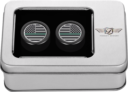Figurati Green Line USA Flag Short Magnetic Docking Hardware Covers for Harley