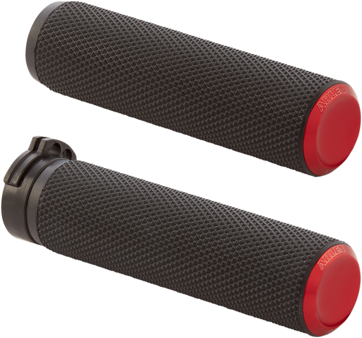 Arlen Ness Fusion Cable Black Red 1" Handlebar Grips 1980-2022 Harley Softail