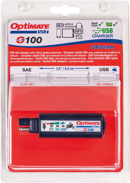 OptiMate USB Charger LED Motorcycle Battery Monitor O-100V3