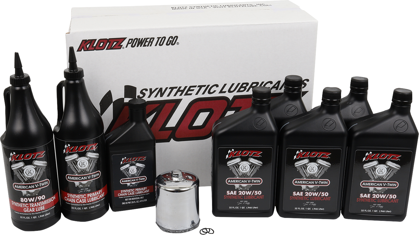 Klotz Premium Synthetic Oil Change Kit 1998-2022 Harley Touring Softail Dyna
