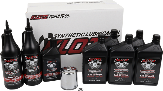 Klotz Premium Synthetic Oil Change Kit 1998-2022 Harley Touring Softail Dyna