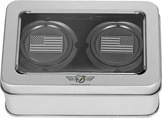 Figurati Designs American Flag Front Axle Nut Black Covers for 2002-2022 Harley