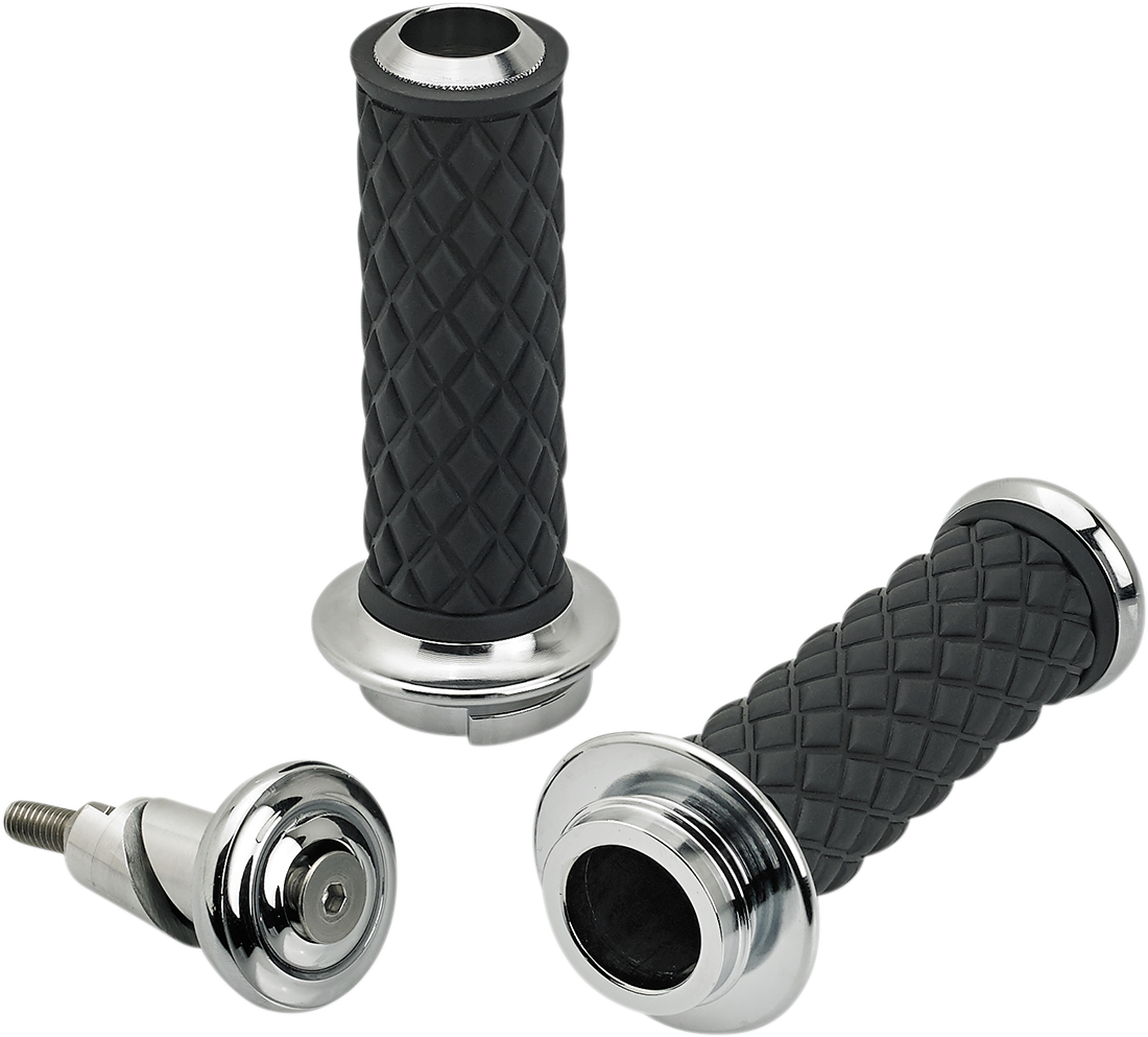 Biltwell Alumicore Chrome TBW 1" Handlebar Hand Grips for Harley Davidson