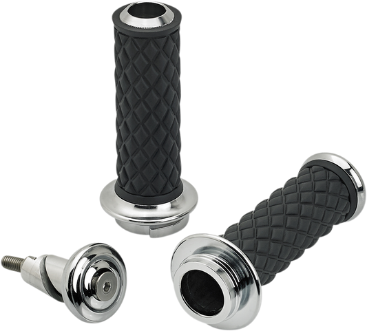 Biltwell Alumicore Chrome TBW 1" Handlebar Hand Grips for Harley Davidson