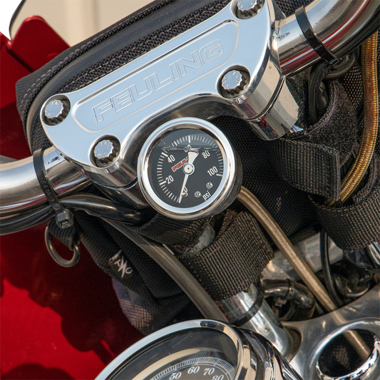 Feuling Chrome Handlebar Oil Pressure Gauge Kit for 2017-2023 Harley M8 Models