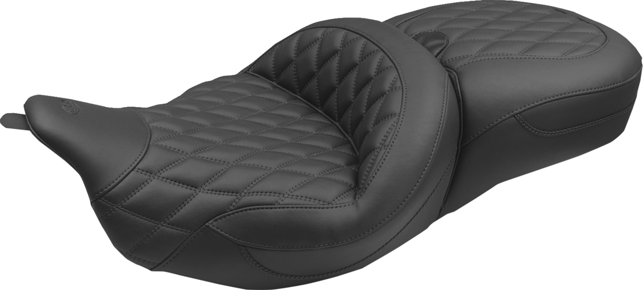 Mustang Super Tour Extended Diamond Stitch Seat fits 2008-2024 Harley Touring