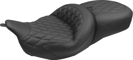 Mustang Super Tour Extended Diamond Stitch Seat fits 2008-2024 Harley Touring