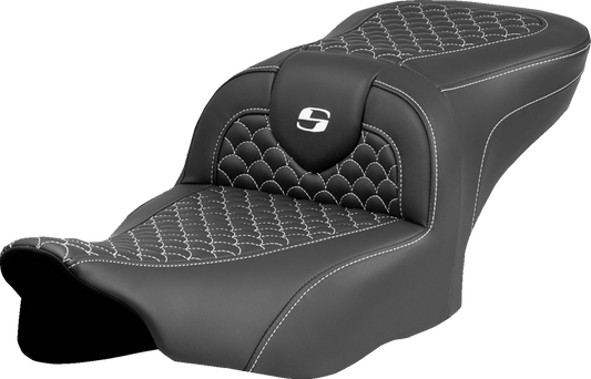 Saddlemen Roadsofa White Dragon Scale Stitch Seat fits 2023-2025 Harley Touring
