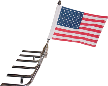 Ciro Chrome Tour Pack Solid Flag Mount With American Flag for Harley Indian