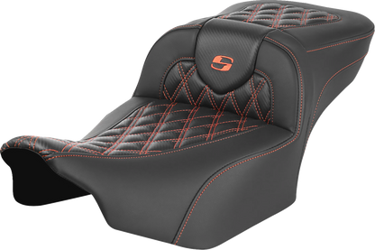 Saddlemen Roadsofa Orange Lattice Carbon Extended Seat for 23-26 Harley Touring