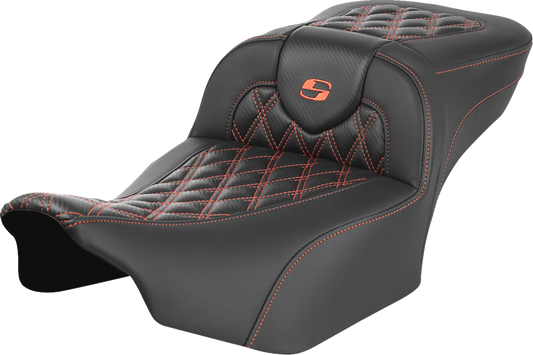 Saddlemen Roadsofa Orange Lattice Carbon Extended Seat for 23-25 Harley Touring
