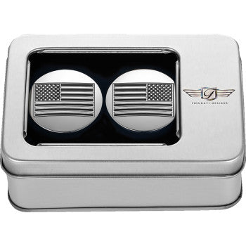 Figurati Designs B&W USA Flag Swingarm Covers for 1980-2025 Harley Davidson