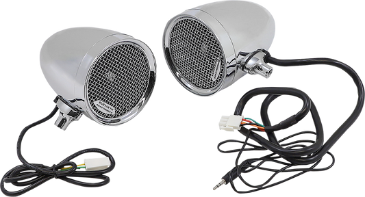 Kuryakyn Chrome Road Thunder MTX 7/8" & 1" Handlebar Speaker Pods Kit Harley