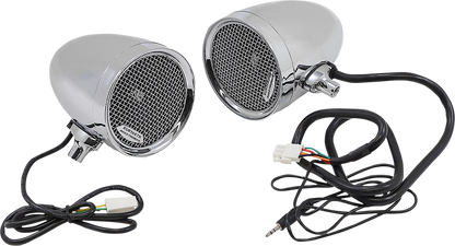 Kuryakyn Chrome Road Thunder MTX 7/8" & 1" Handlebar Speaker Pods Kit Harley