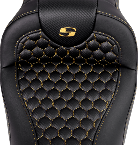 Saddlemen Roadsofa Gold Honeycomb Stitch Gel Seat fits 2008-2023 Harley Touring