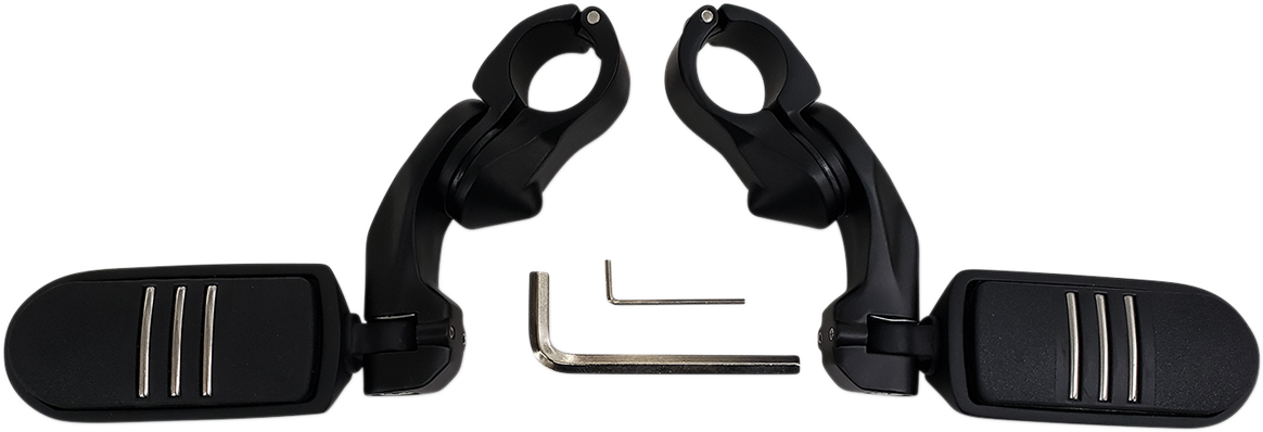 Rivco Black 1-1/4" Clamp On Motorcycle Highway Bar Footpeg Set Harley Davidson