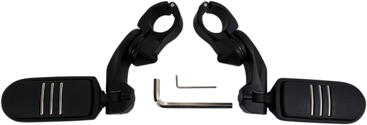 Rivco Black 1-1/4" Clamp On Motorcycle Highway Bar Footpeg Set Harley Davidson