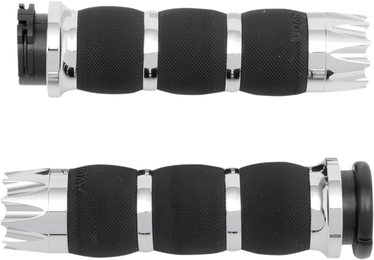 Avon Excalibur Chrome Air Cushioned Grips 1980-2022 Harley Softail Touring XL