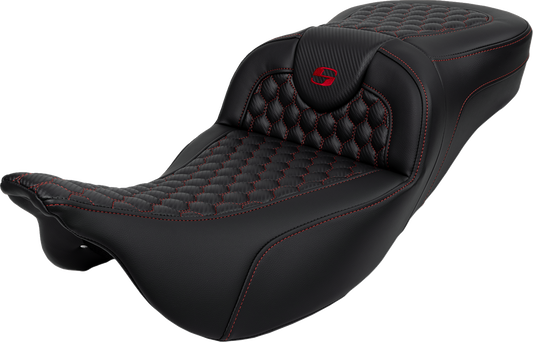 Saddlemen Roadsofa Red Honeycomb Extended Gel Seat for 2008-2025 Harley Touring