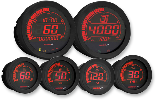 Koso HD-02 Black 6-Piece Fairing Gauge Kit for 2004-2013 Harley Touring Models