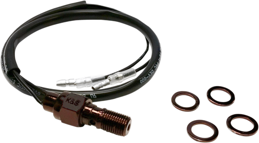 K&S Hydraulic 3/8-24" Motorcycle Banjo Bolt Brake Light Switch for Harley
