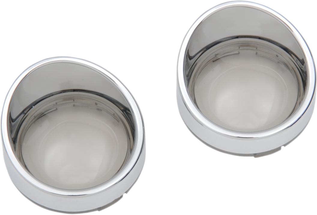 Drag Specialties Deuce Chrome Smoke Turn Signal Lenses & Visor for Harley