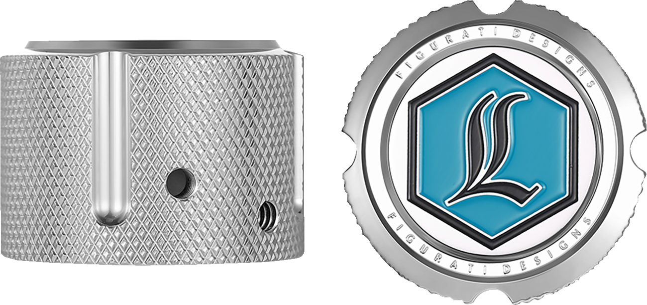 Figurati Designs Legend Logo Front Axle Nut Covers for 2002-2022 Harley Davidson