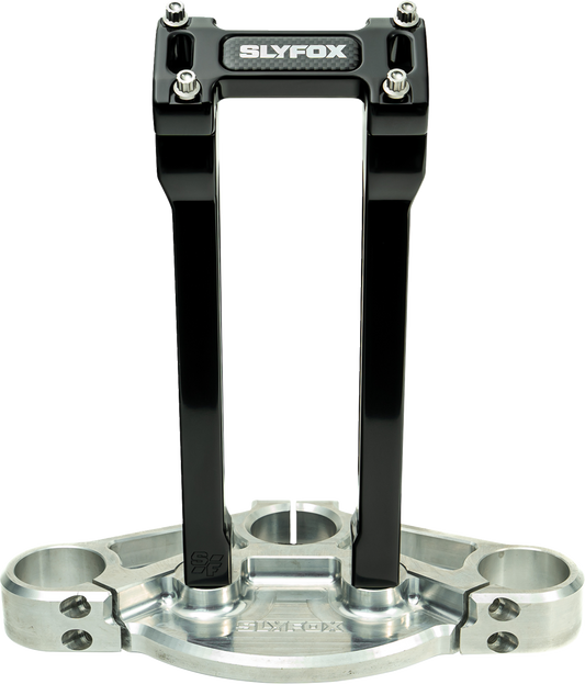 Slyfox Black 10" Straight Riser Top Clamp Kit for Harley Davidson 1" Handlebars