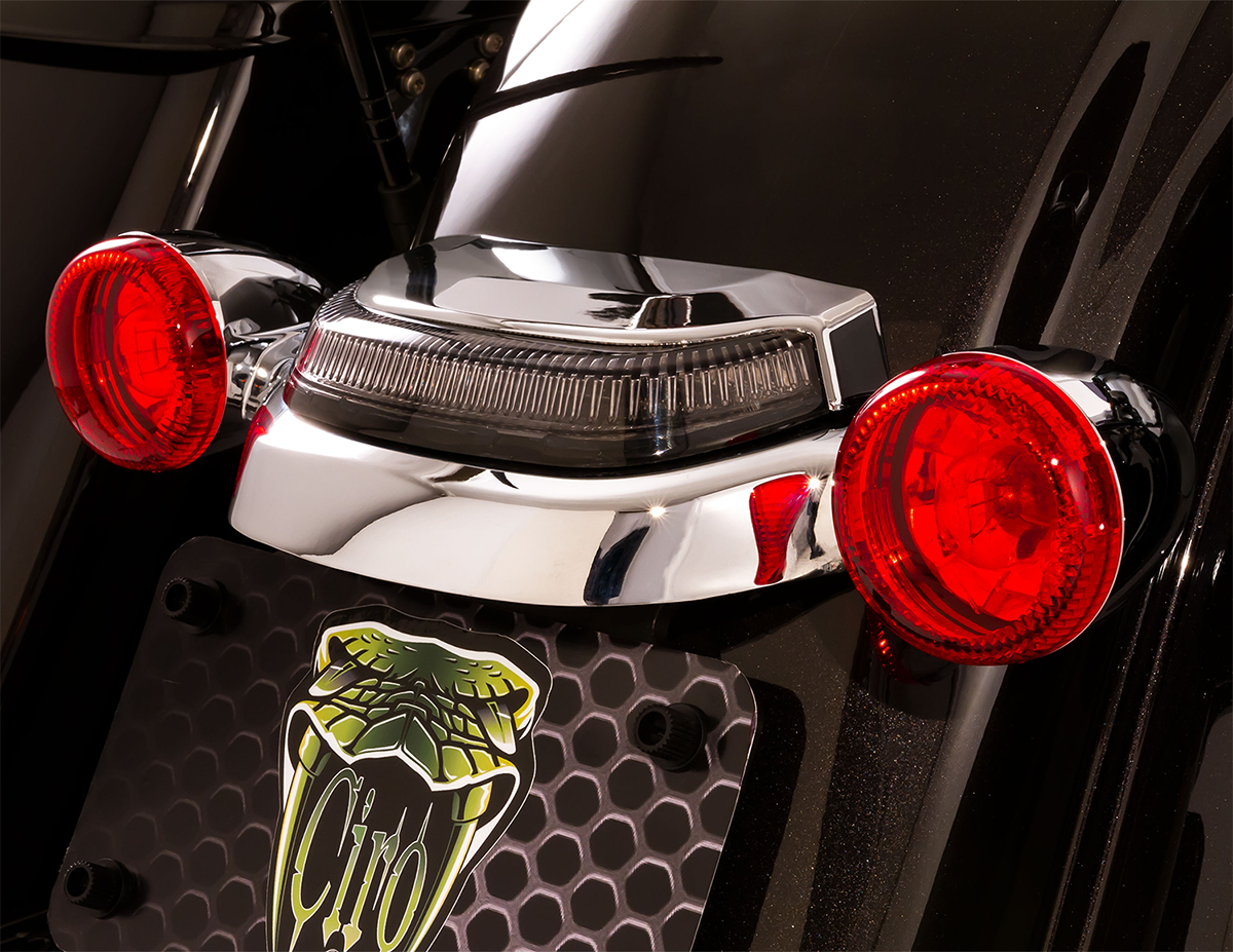 Ciro Lightstrike Chrome Crown Rear LED Taillight 14-23 Harley Touring FLHX FLTRX