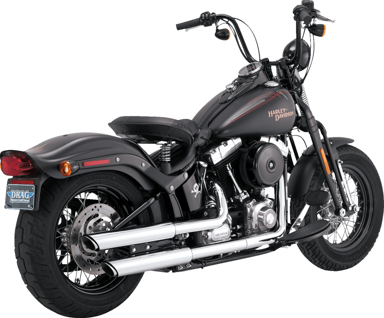 Vance & Hines Twin Slash 3" Slip On Mufflers 2008-09 Harley Softail Cross Bones