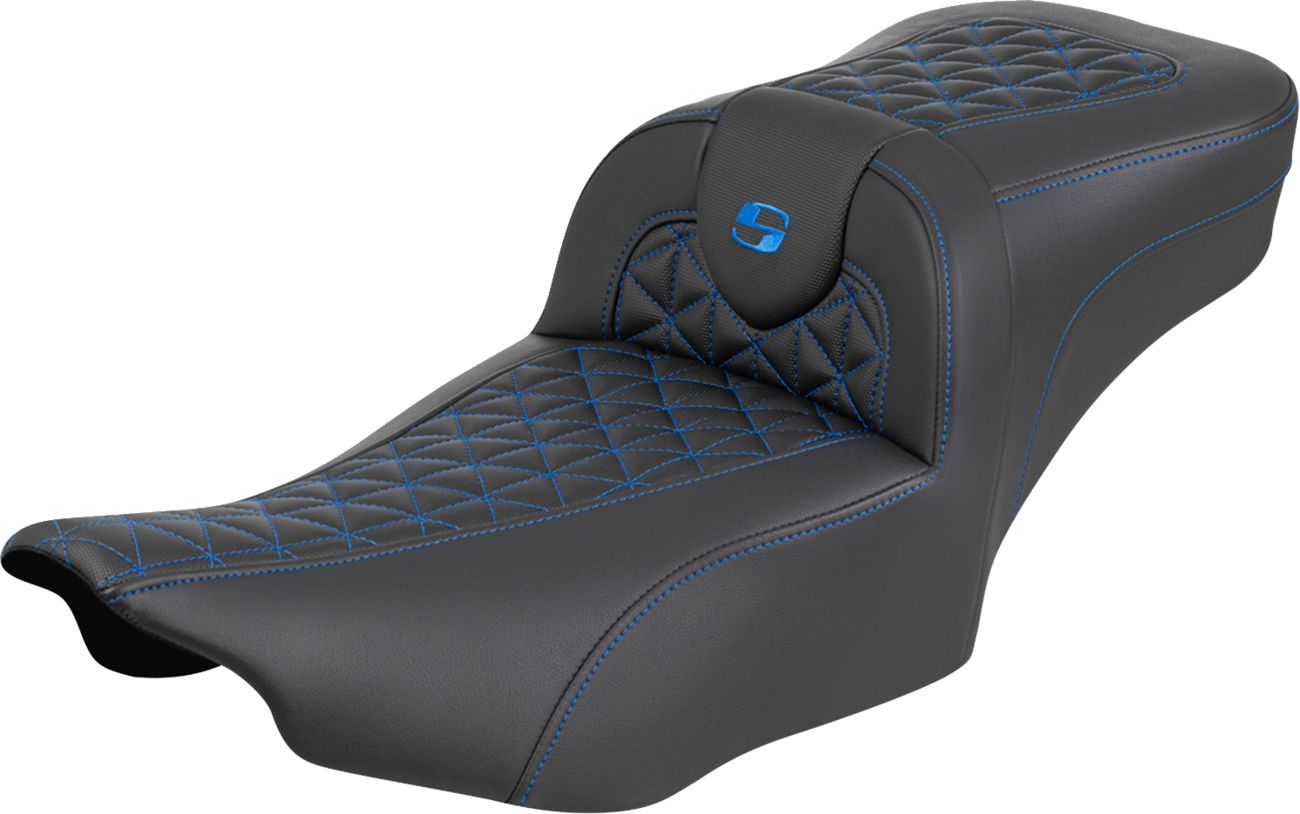 Saddlemen Roadsofa Blue Tri Gripper Extended Seat for 2023-2026 Harley Touring