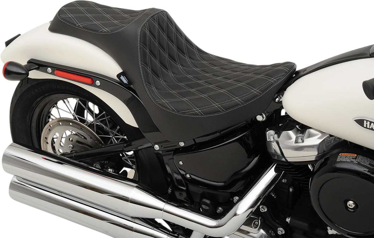 Drag Specialties Predator Silver Diamond Seat fits 2018-2025 Harley Softail FXBB