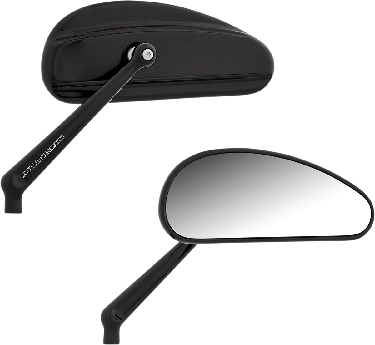 Arlen Ness Downdraft Black Smooth Forged Handlebar Motorcycle Mirror Set Harley