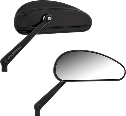 Arlen Ness Downdraft Black Smooth Forged Handlebar Motorcycle Mirror Set Harley