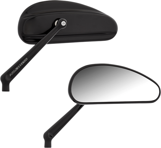 Arlen Ness Downdraft Black Smooth Forged Handlebar Motorcycle Mirror Set Harley