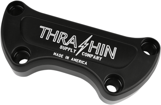 Thrashin Supply 1" Black Anodized Twice Cut Handlebar Clamp for Harley Davidson