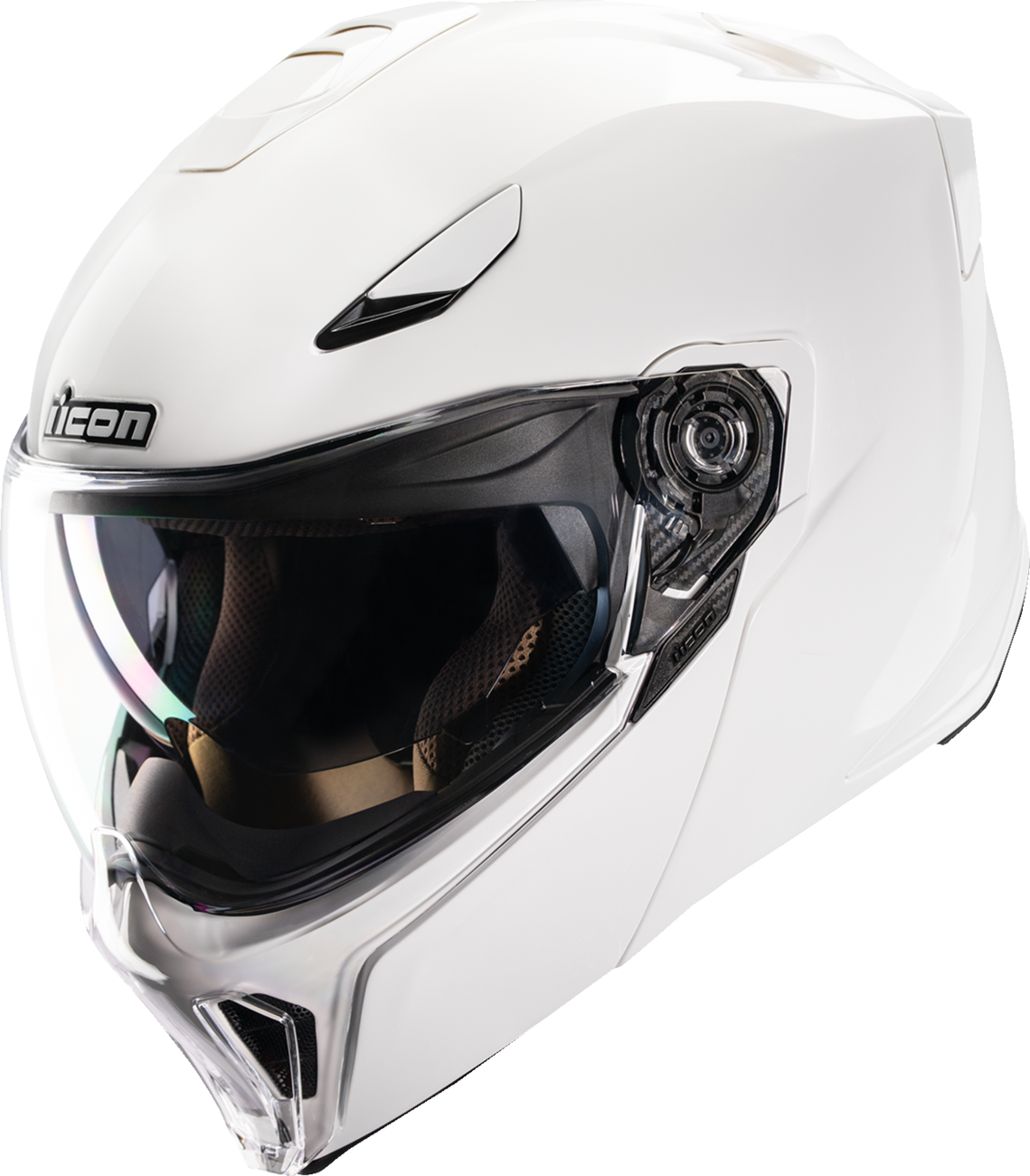 Icon Threshold Solid White Gloss Modular Full Face Adult Motorcycle Helmet