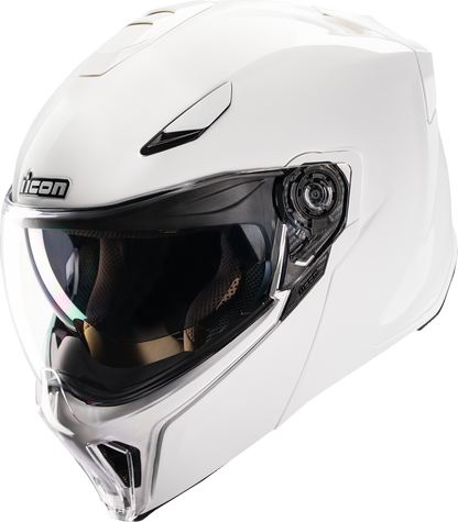 Icon Threshold Solid White Gloss Modular Full Face Adult Motorcycle Helmet
