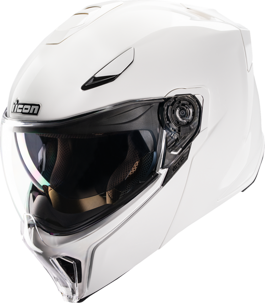 Icon Threshold Solid White Gloss Modular Full Face Adult Motorcycle Helmet